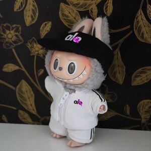 Labubu Clothes Black Visor, White Jacket and Pants (DOLL NOT INCLUDED)